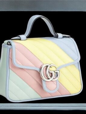 Gucci Pastel Quilted Leather Crossbody Bag - Pink, Yellow, Light Blue And Mint.